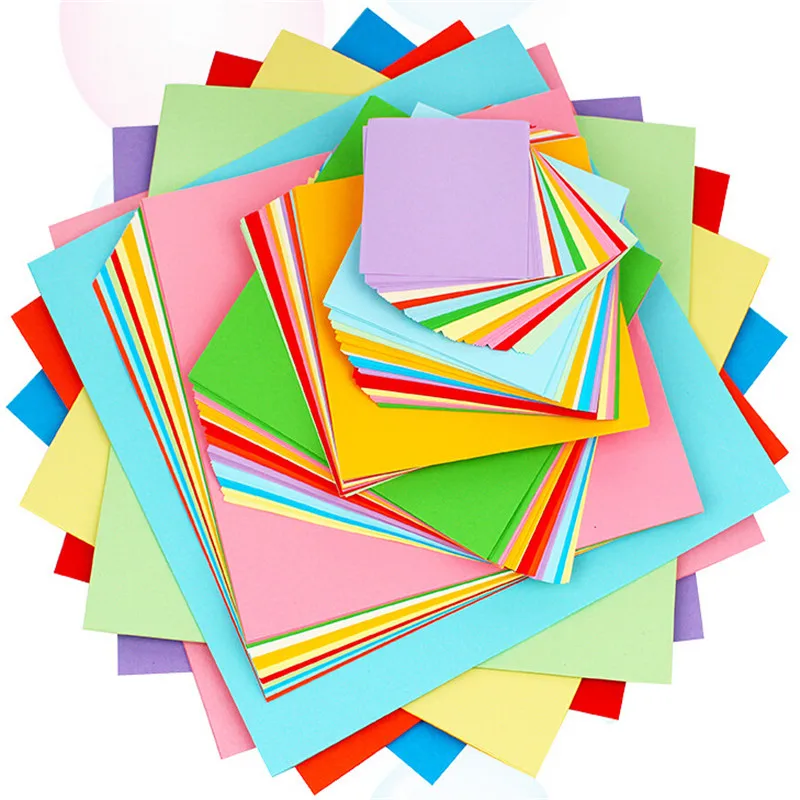 100 шт 10X10 см Разноцветные квадратные Двухсторонние цветные крафт-бумаги DIY Детский подарок складные бумажные украшения для вечеринки ручной работы