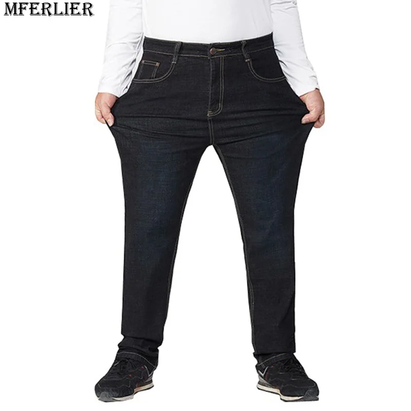 Зимние джинсы больших размеров, мужские брюки 6XL 7XL 8XL 9XL 10XL, повседневные длинные штаны больших размеров 44, 46, 48, 50, 52, эластичные осенние классические новые
