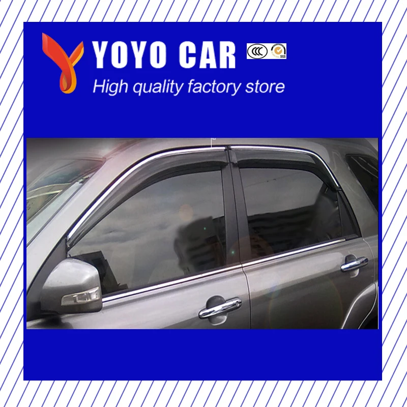 

Hot sale high quality 4 Piece Injection molding trim vent shade rain sun wind deflector window visor for Sportage 2007-2015