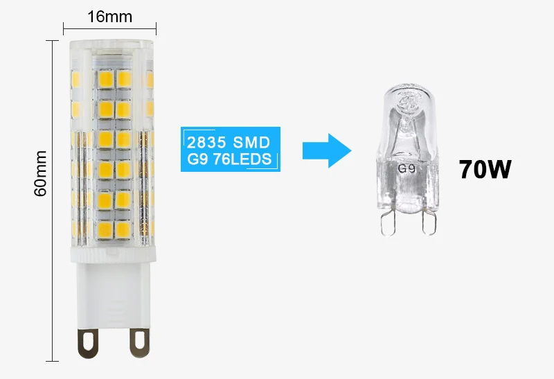 Светодиодный светильник G9, 220 В, 10 Вт, 15 Вт, мини светодиодный светильник G9, керамический Кристалл, высокая мощность, высокий коэффициент пропускания, 360 градусов, G9 светильник