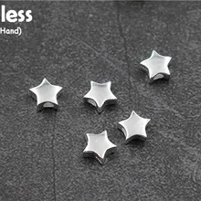 Uglyless Настоящее S925 стерлингового серебра звезды фурнитура для бусин ювелирные изделия DIY Мини Размеры Spacer Бусины Ручной работы милые выводы для ювелирных изделий