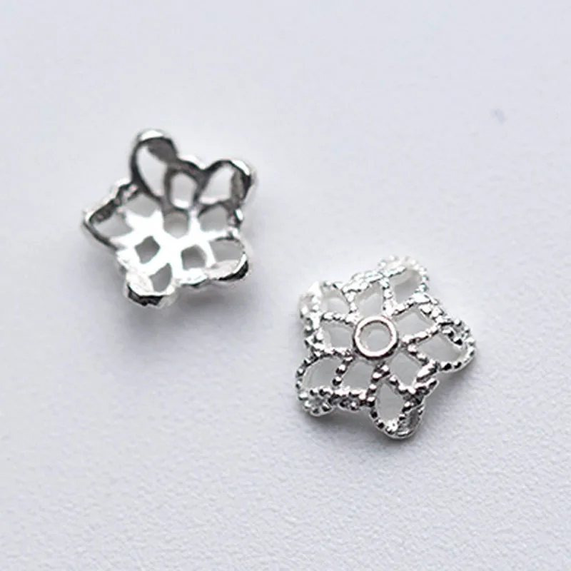 

5pcs/lot 100% 925 Sterling Silver Bead Caps 6mm Craft Hollow Out Tassel Caps DIY Earrings Bracelets Jewelry Charm Gift Findings