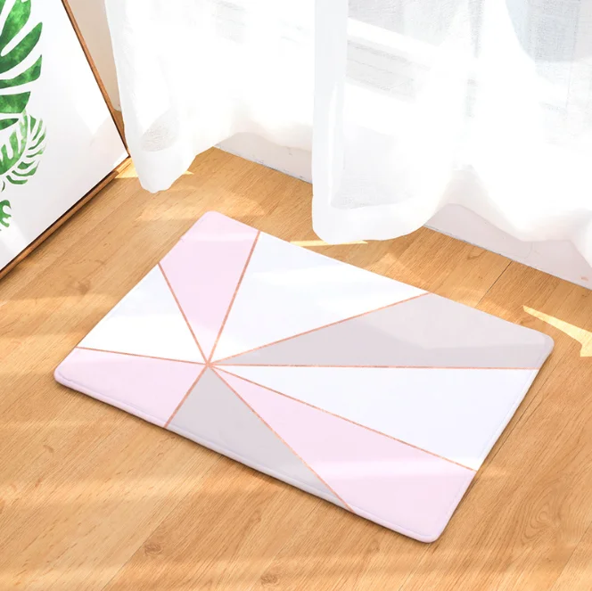 Pink Diamond Geometry Doormat Bath Kitchen Carpet Decorative Anti-Slip Mats Room Car Floor Bar Rugs Door Home Decor Gift