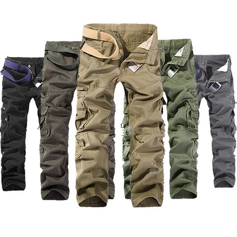 

Puimentiua Mens Casual Tactical Pants Joggers Male Cargo Pants Cotton Trousers Multi Pocket Military Style Green Pants Size 40