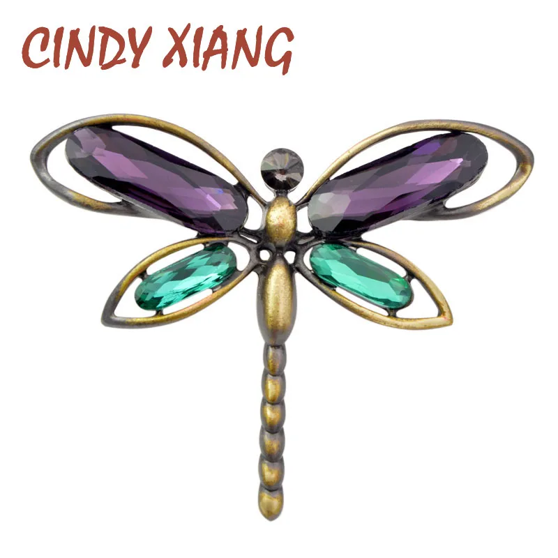 

CINDY XIANG Jewelry Brooches For Women Dinner Party Dragonfly Crystal Pins For Lady Coat Neckline Accessories Wholesale 2018