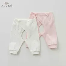 DBH4628-A dave bella Весна новорожденного для маленьких девочек сна с принтом пижамы штаны детские розовые БУТИК брюки