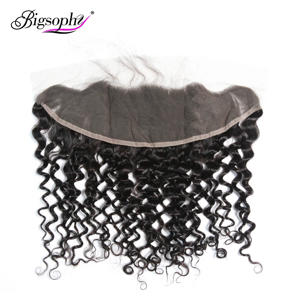 

Bigsophy Mongolian Deep Wave Closure 13x4 Human Hair EarTo Ear Lace Frontal Closure Human Remy Hair 8"-20" Inches Natural Color