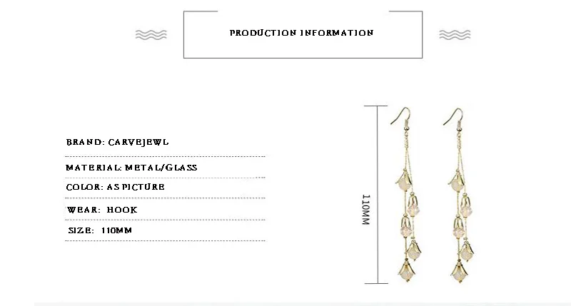 Carvejewl long earrings metal flowers acrylic beads pendant drop Dangle Earrings For Women jewelry new fashion European earrings