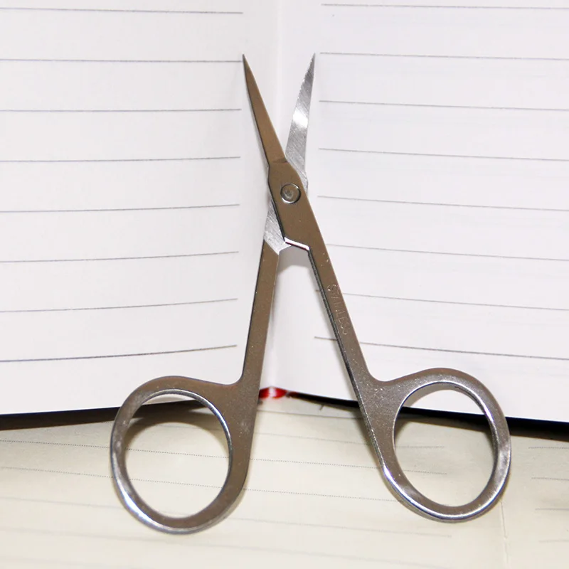 New Small Tilted Tip Eyebrow Nose Hair Scissors Stainless Steel