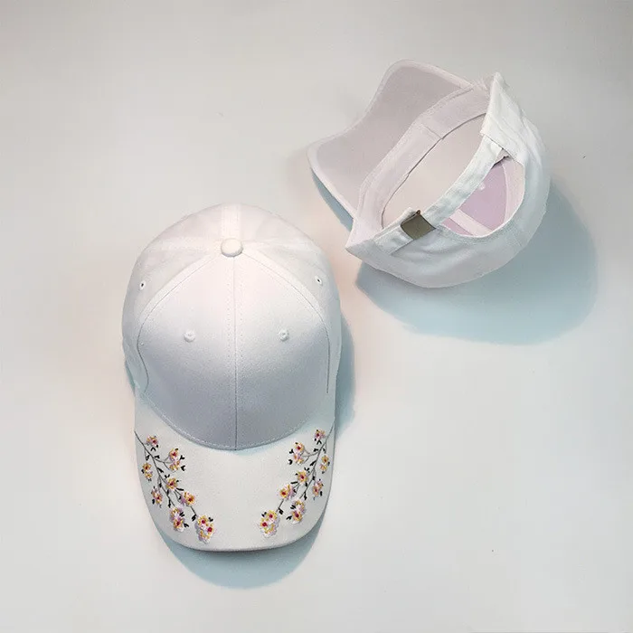 Женская хлопковая бейсбольная кепка с вышитыми цветами, Кепка Snapback, шапки в стиле хип-хоп, черная, белая, розовая, плоская шляпа, chapeau femme ete#3