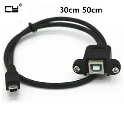 Mini USB 2,0 5pin мужчины к USB 2,0 B Тип Женский Соединительный кабель 30 см 50 см с Панель крепление отверстие USB MINI USB