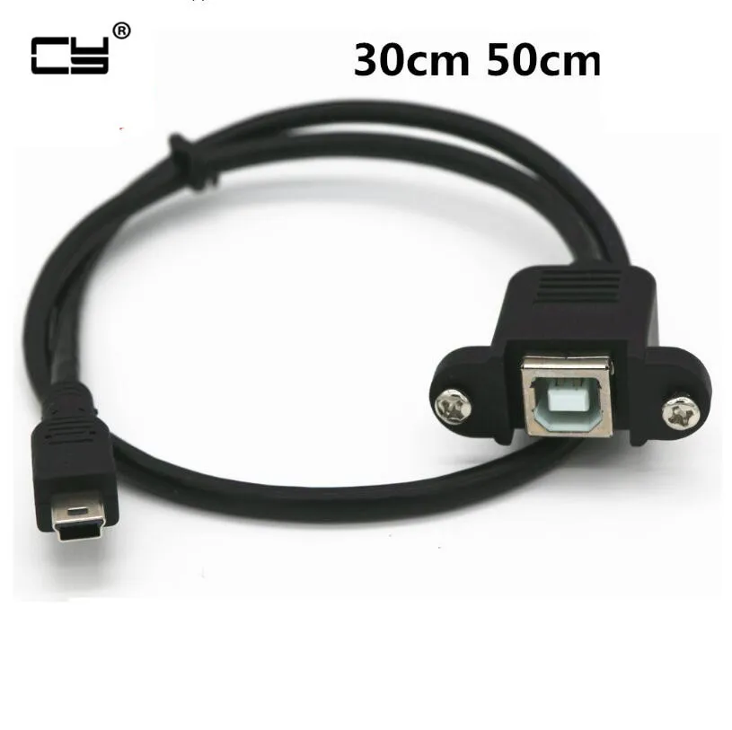 

Mini USB 2.0 5pin Male to USB 2.0 B Type Female Connector Cable 30cm 50cm With Panel Mount Hole USB MINI USB