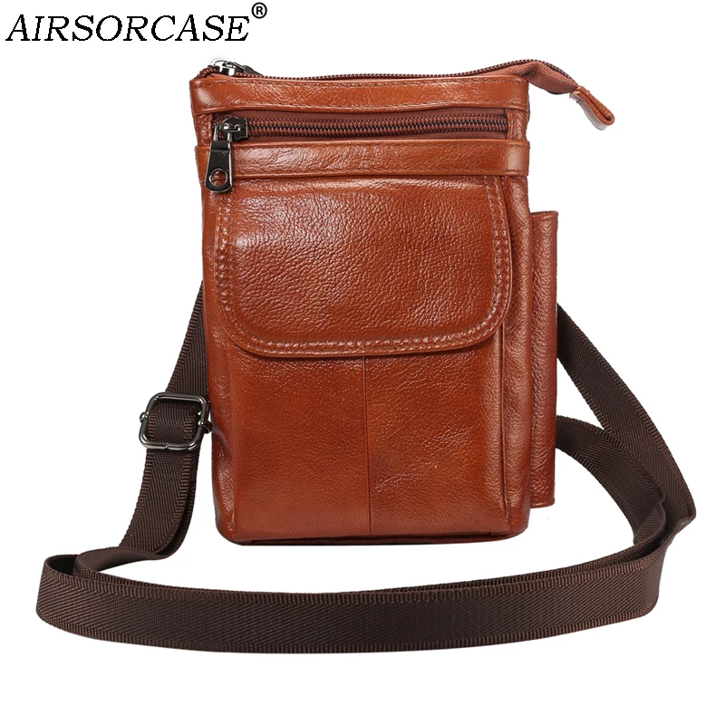

With Shoulder Straps Less than 7.0'' Genuine Leather Phone Bag for Samsung S7 S8 S9 Case for iPhone XR XS Max X 6 7 8 Plus Cover