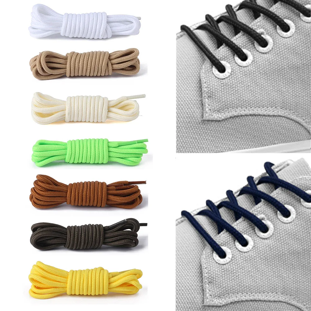 Hot 1Pair Round Shoelaces Top Quality Polyester Shoes Lace Solid Classic Round Shoelace Sneakers Boots Shoes String Neon Green