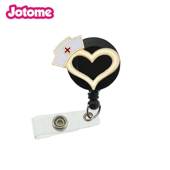

Enamel Nurse Hat Heart Retractable yoyo Badge Pull Reel Holder for Doctor Nurse