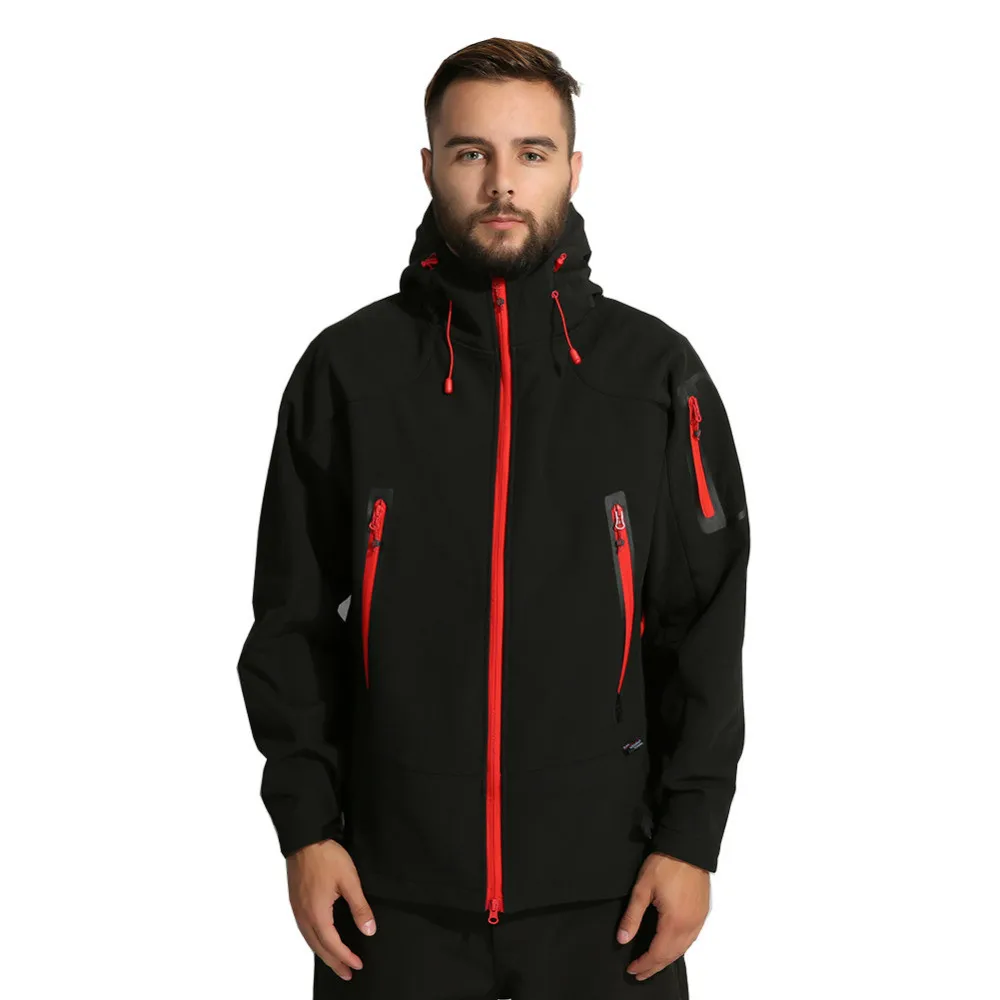 

Men's Autumn Outdoor Breathable Camping Softshell Jacket Front Zipper Hooded Thermal Fishing Coat