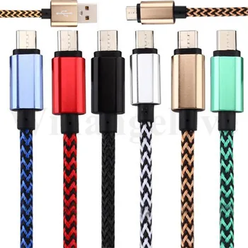 

500pcs/lot 1M fabric braided USB C Type c Usb data charger cable accessory bundles For Samsung s8 for Nokia N1 for Lumia