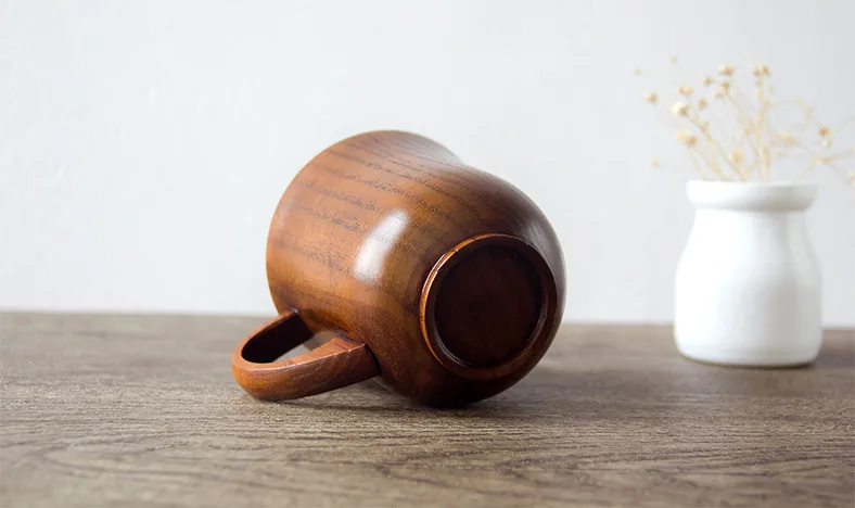 Новая простая чашка с ручкой деревянная чашка с горячей штамповкой