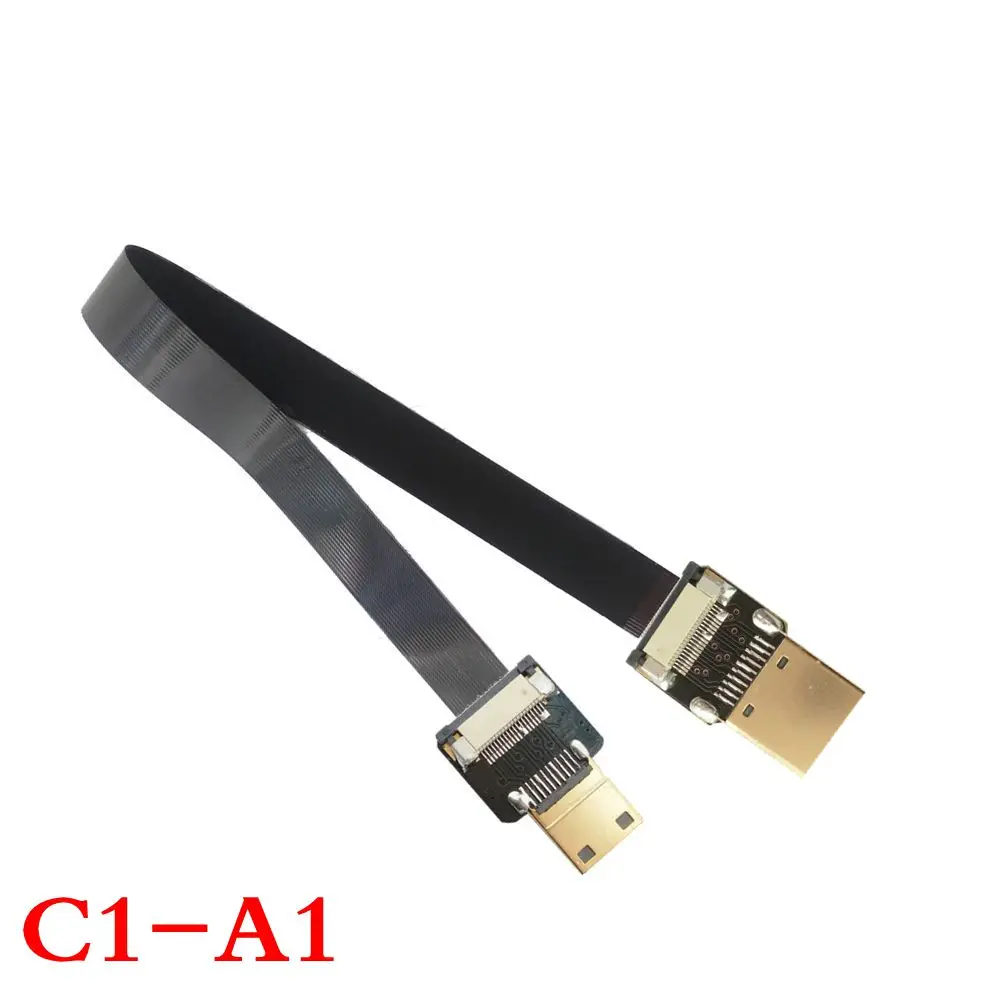 90 Degree Angled FPV HDMI Male to Mini HDMI Male FPC Flat Cable 10cm 20cm 30cm 50cm 100cm for Multicopter Aerial Photography