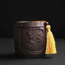 Креативный винный бочонок Тип фиолетовый; песок чайник большой размер запечатанный горшок Пуэр/черный чай Имитация древесины баррель чайный сервиз