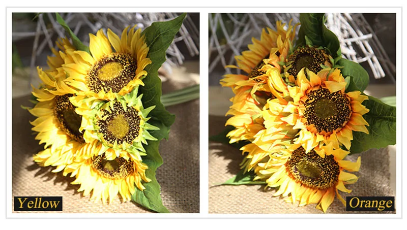 Flone Artificial Sunflower Bouquet Plant Fake Flowers Garden Decoration Material Home Party Sunlight Plant Decoration Accessorie (3)