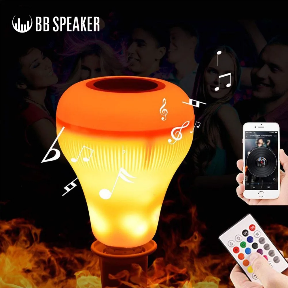 

LED flame bulb Light E27 Wireless bluetooth speaker Warm Yellow Dancing for Outdoor Night Party Flame Effect Lamp