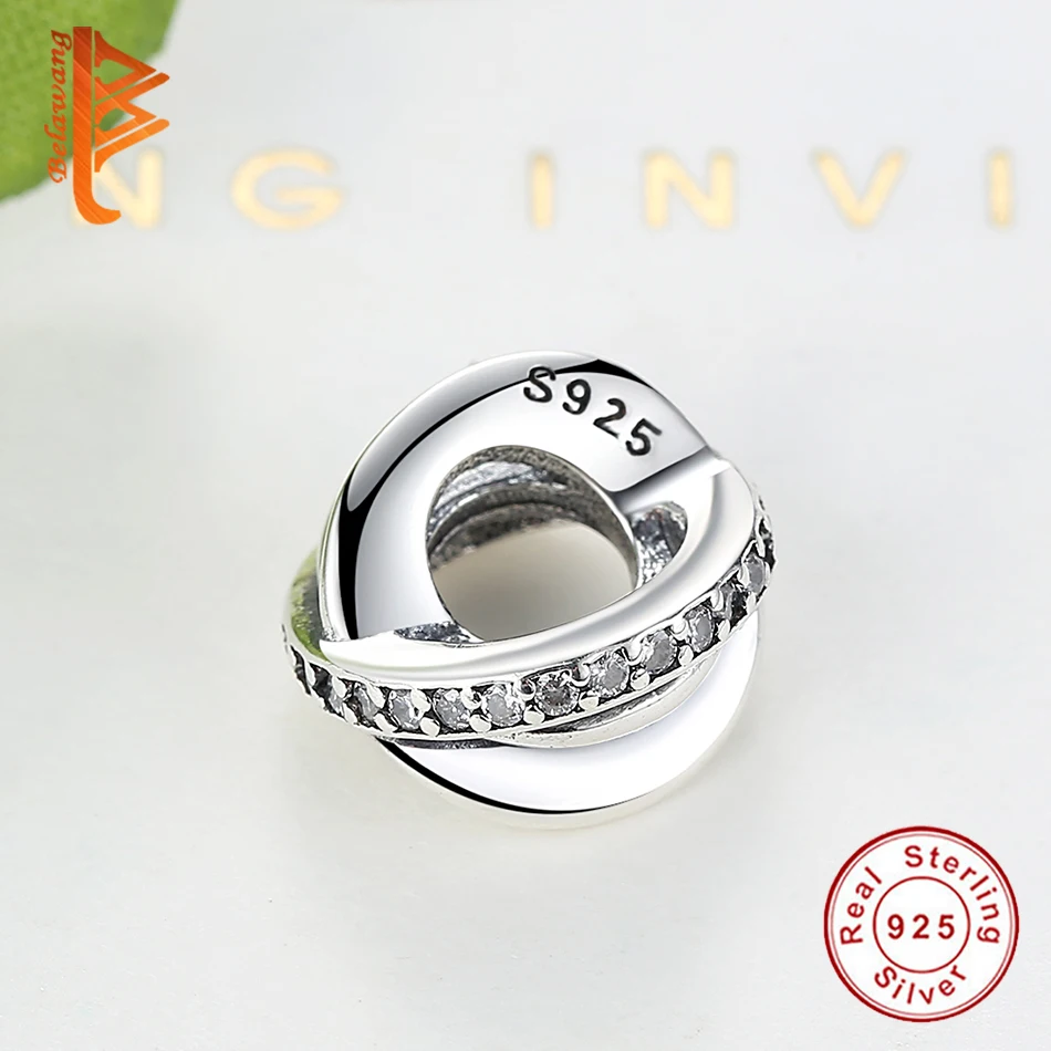 BELAWANG Классический 925 серебряный крест Шарм керамический акриловый бисер DIY браслет для женщин Свадебные помолвки Роскошные ювелирные изделия подарок