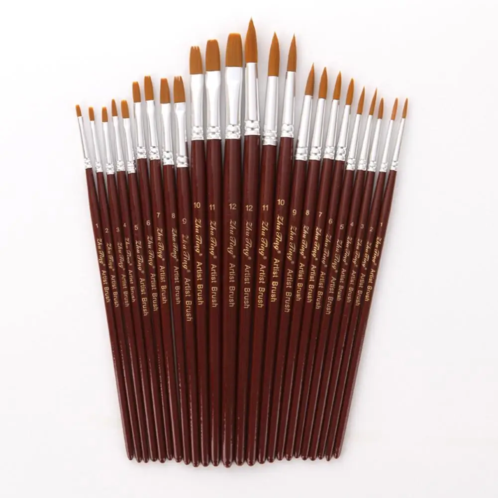 

12Pcs Nylon Hair Wooden Handle Watercolor Acrylic Painting Brushes Drawing Tool Drawing Art Supplie