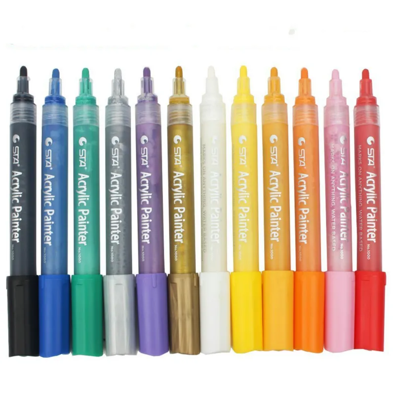 24 цвета, Перманентный акриловый маркер, маркер, водонепроницаемый, ручной, сделай сам, маркер, ручка для художественного дизайна, школьные принадлежности