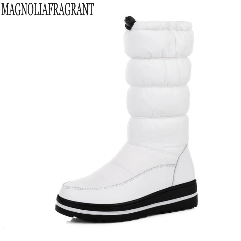 

2019 high quality Round head Winter Women Snow Boots plush Non-slip Warm shoes Middle boots botas mujer Platform Boots mm26
