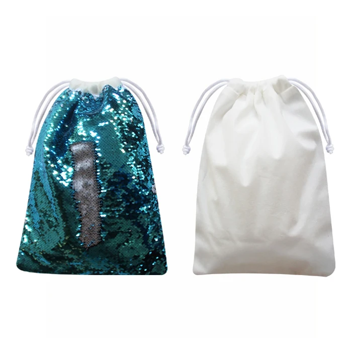 

Free Shipping 5pcs/lot Subliamtion blank Bag Rope Bundle pocket sequins storage bags hot transfer printing consumables DIY