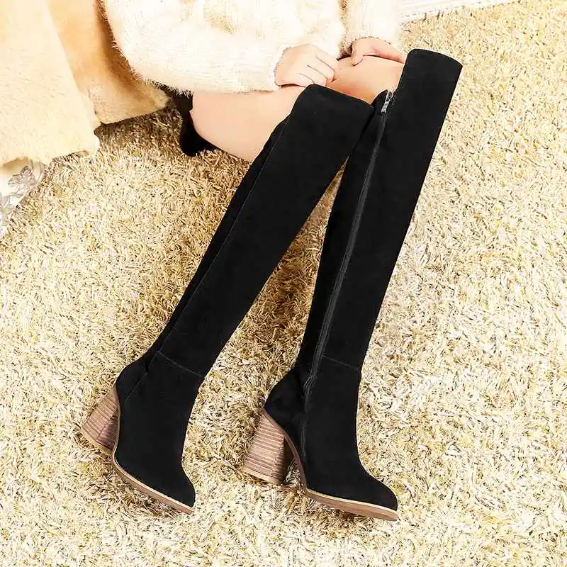 genou Rond Yd Style De Cuir Khaki ever Équitation Bottes En Talons Extreme the Fleur Vache Daim Britannique Over Pleine Beau Bout noir UzUqwr