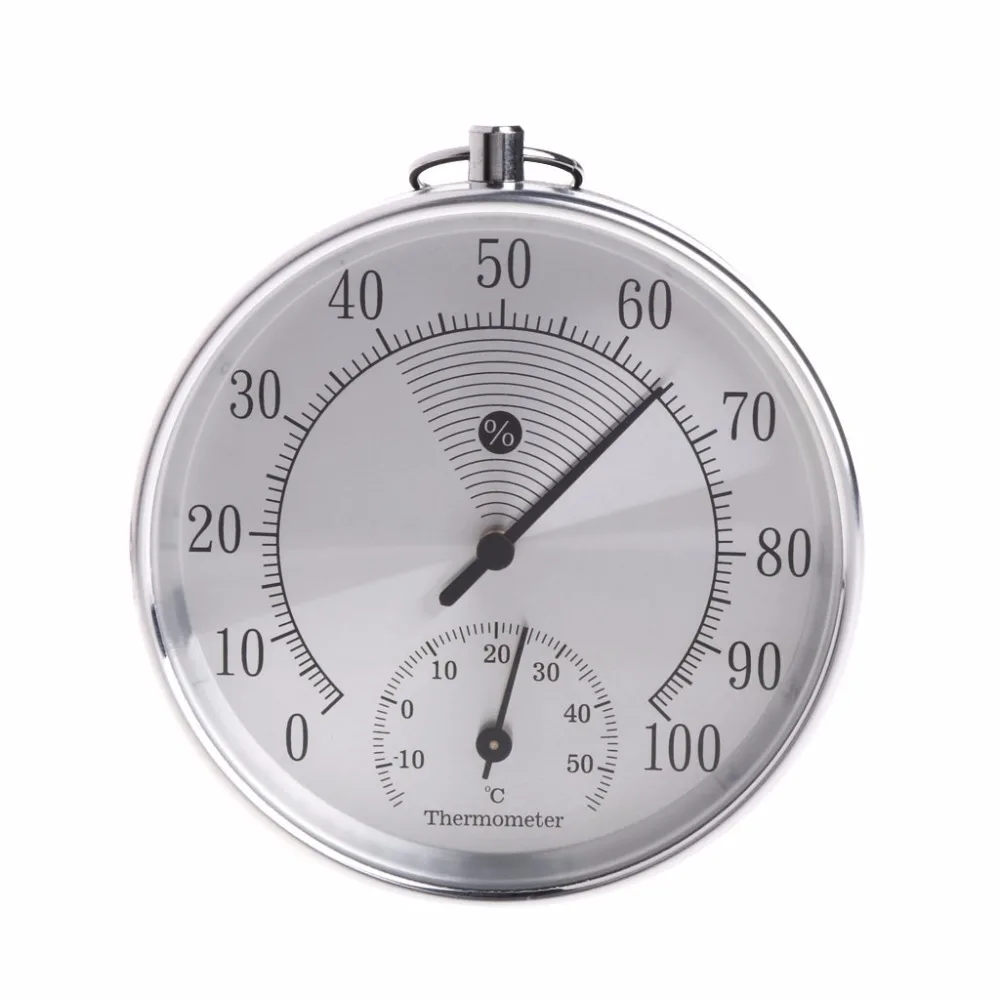 

Dial Thermometer Indoor Outdoor Thermometer Hygrometer Temperature Humidity Meter Metallic HT9100