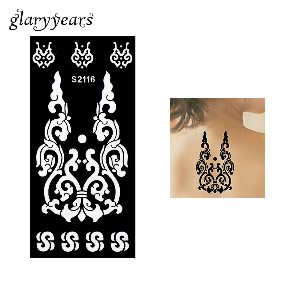 

1 Piece Hollow Henna Tattoo Stencil Flower Lace Airbrush Painting Sexy Women Arm Body Art Henna Tattoo Stencil Originality S2116