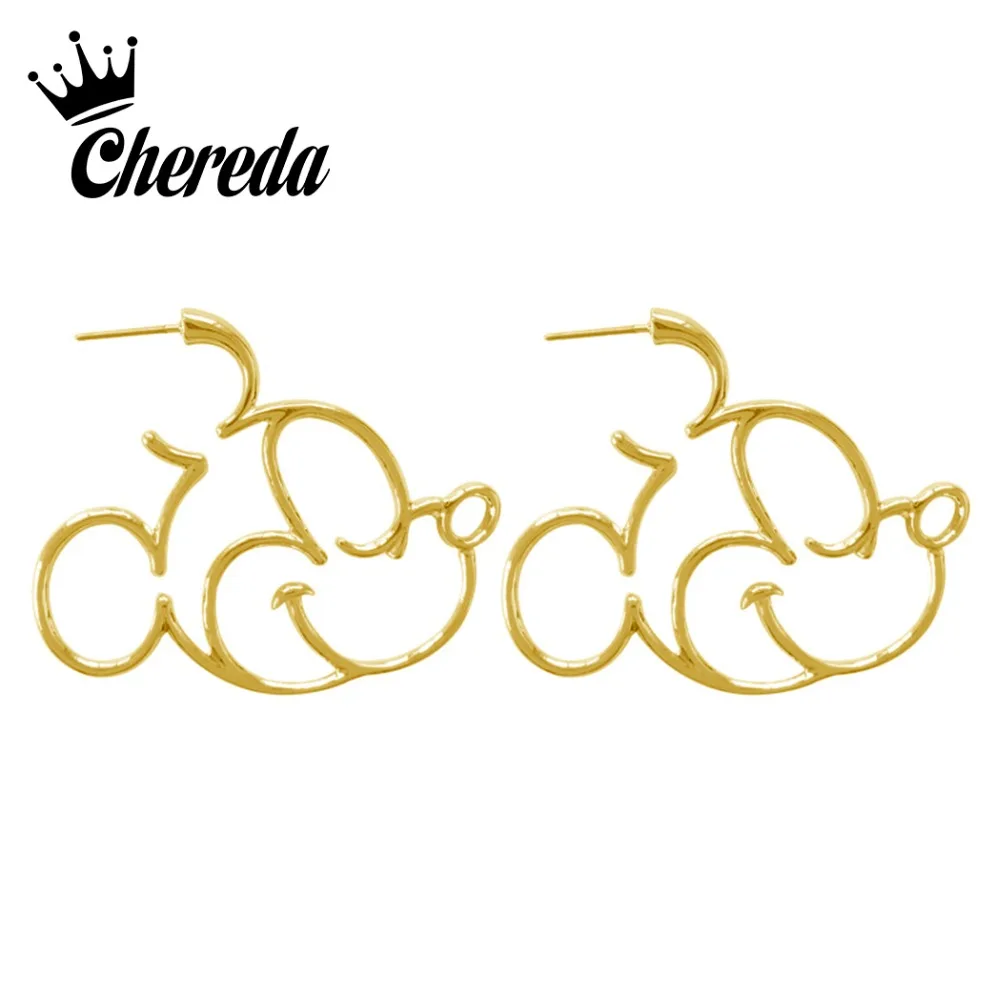 

Chereda Silver Mickey Stud Earring for Women Heart Deer Star Flower Shape Simple Stud Earrings Engagement Statement Gift