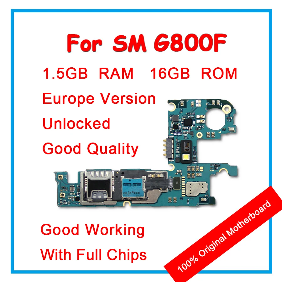 

100% Original Unlocked Motherboard For Samsung Galaxy S5 mini G800F 16GB Mainboard Europe Version Logic Board With Full Chips