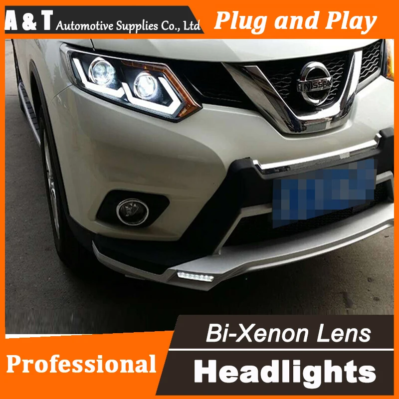 Car Styling for Nissan X Trail Headlight assembly 2014 Nissan X Trail LED Headlight DRL Lens