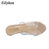 Eilyken 2022 PVC Jelly Sandals Open Toe High Heels Women Transparent Perspex Slippers Shoes Heel Clear Sandals size 35-42 ► Photo 3/6