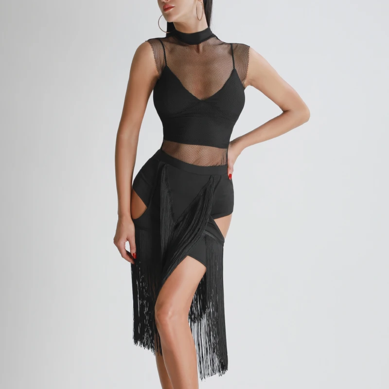 

New Latin Dance Skirt Tassel Long Skirt Practise Performance Dance Dress Black Latin Cha cha/Rumba/Ballroom CostumeDQS1098