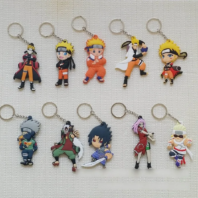 

Japan Anime Naruto action figure Naruto Uzumaki keychain Double Side Figure Pendant Kakashi Sasuke Vortex Naruto Parker keyring