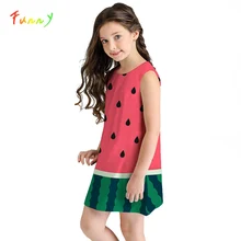 От 8 до 12 лет платье для маленьких девочек; летнее платье принцессы без рукавов; вечерние платья с принтом арбуза для детей; Одежда для девочек; Vestidos