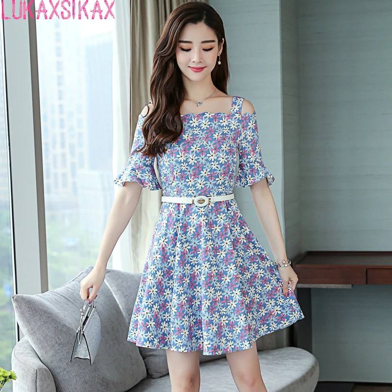 New Arrival 2018 Women Summer Dress Korean Style Sweet Floral Dress