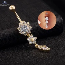 Starbeauty 16 г Высокое качество Ретро цветок пупка пирсинг серьги 14 г 316L сталь пупка пирсинг кольца циркония пирсинг Nombril