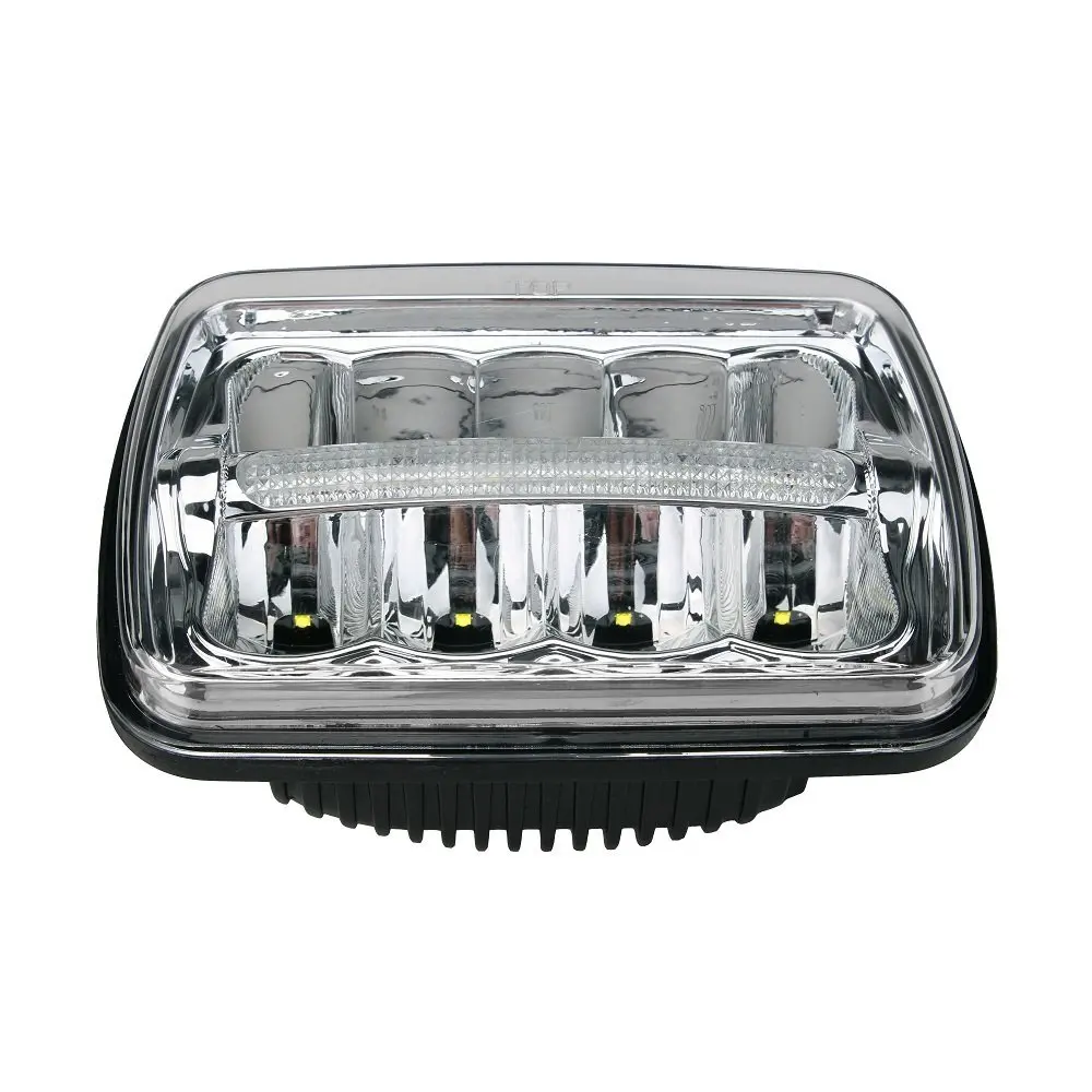 Square LED Headlight 7x6 5x7 Chrome Sealed Beam Replacement Daymaker Motorcycle 7 inch Headlight DRL For Jeep Cherokee XJ YJ MJ (9)