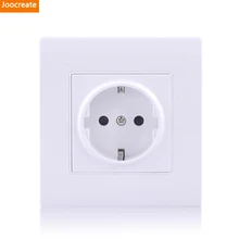 Joocreat, стандарт ЕС, белая панель, AC 110, 250 В, 16A, настенная розетка, европейская вилка, заземленная электрическая розетка, 86 мм* 90 мм