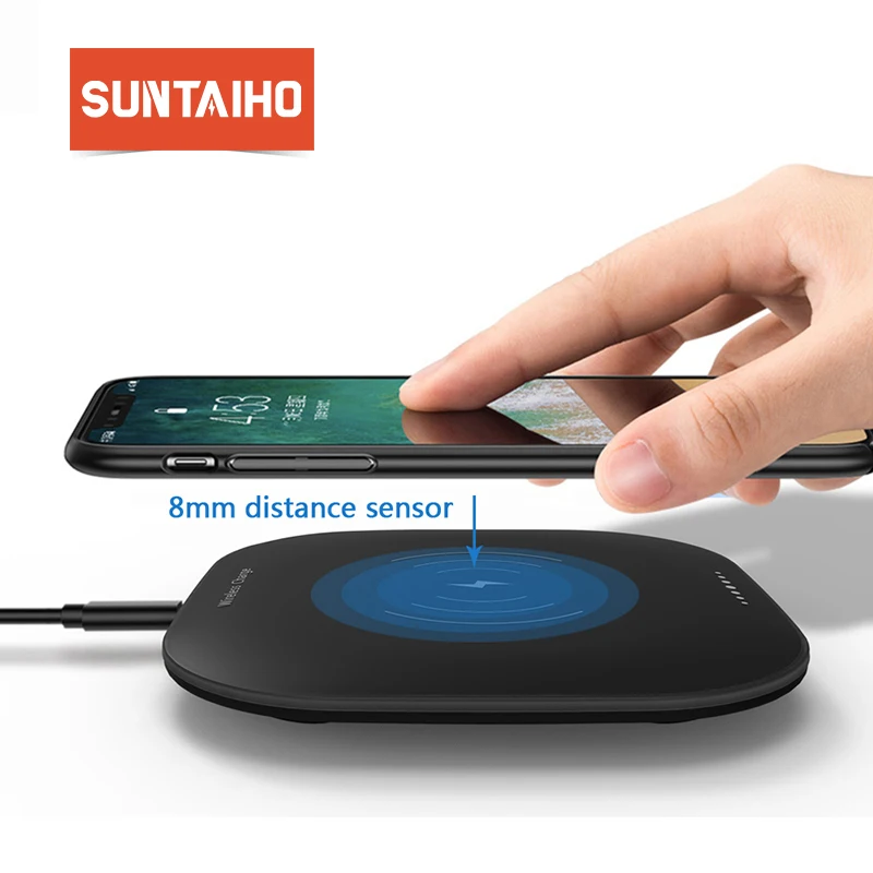 Suntaiho Qi Wireless Charger for iPhone XR XS Max for Huawei mate 20 10W Fast charger Charging pad for Samsung S9+ note9 note8