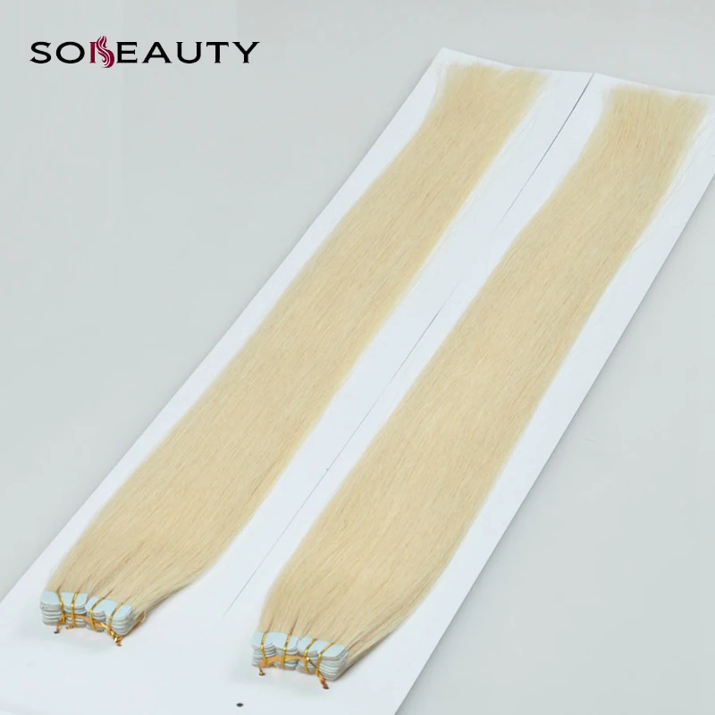 

Sobeauty 18’’20’’ Tape In Remy Human Hair Adhesive Extension 20pcs/Pack Silky Straight Skin Weft Indian Hair 1B#60#P18/613
