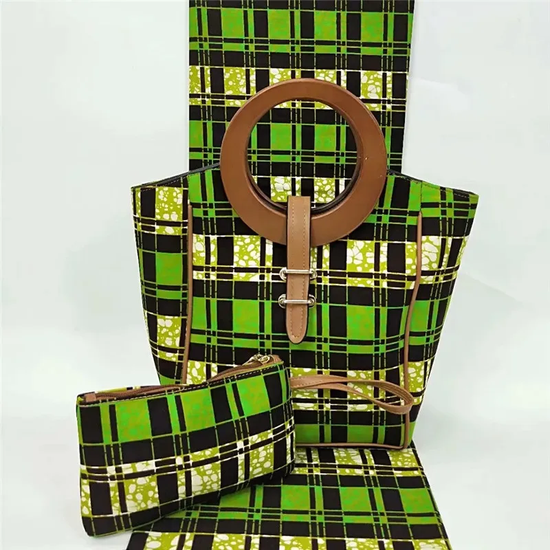 

Wax print fabric African fabric Ankara wax print bags for party 100%Cotton African wax 6 yards with handbag sets YBG110103