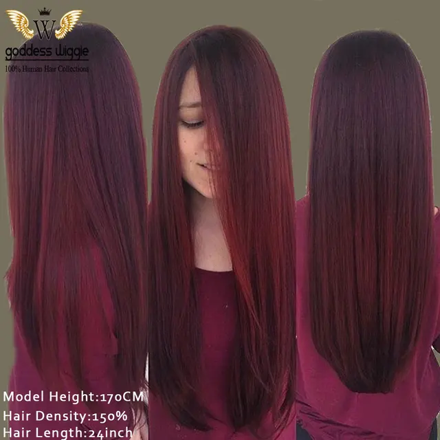 150density Ombre Cherry Red Silky Straight Lace Front Wigs Glueless 150density Ombre Cherry Red Silky Straight Lace Front Wigs Glueless Human Remi Hair Full For Women