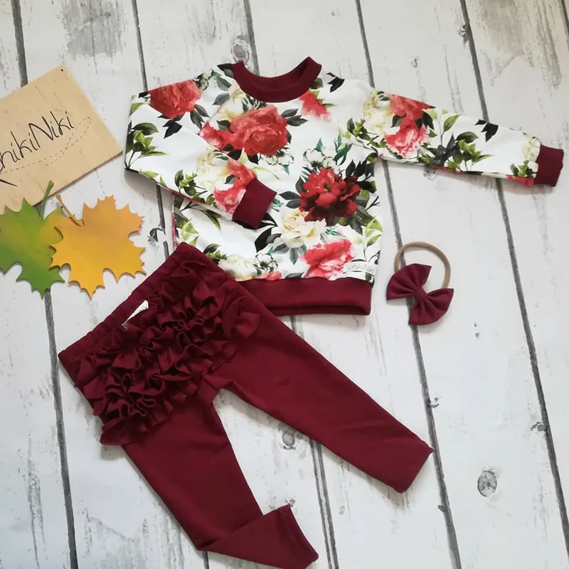 

girls sets clothing toddler girl outfits fashion cotton kids clothes set print floral full pullover boutique christmas outfit